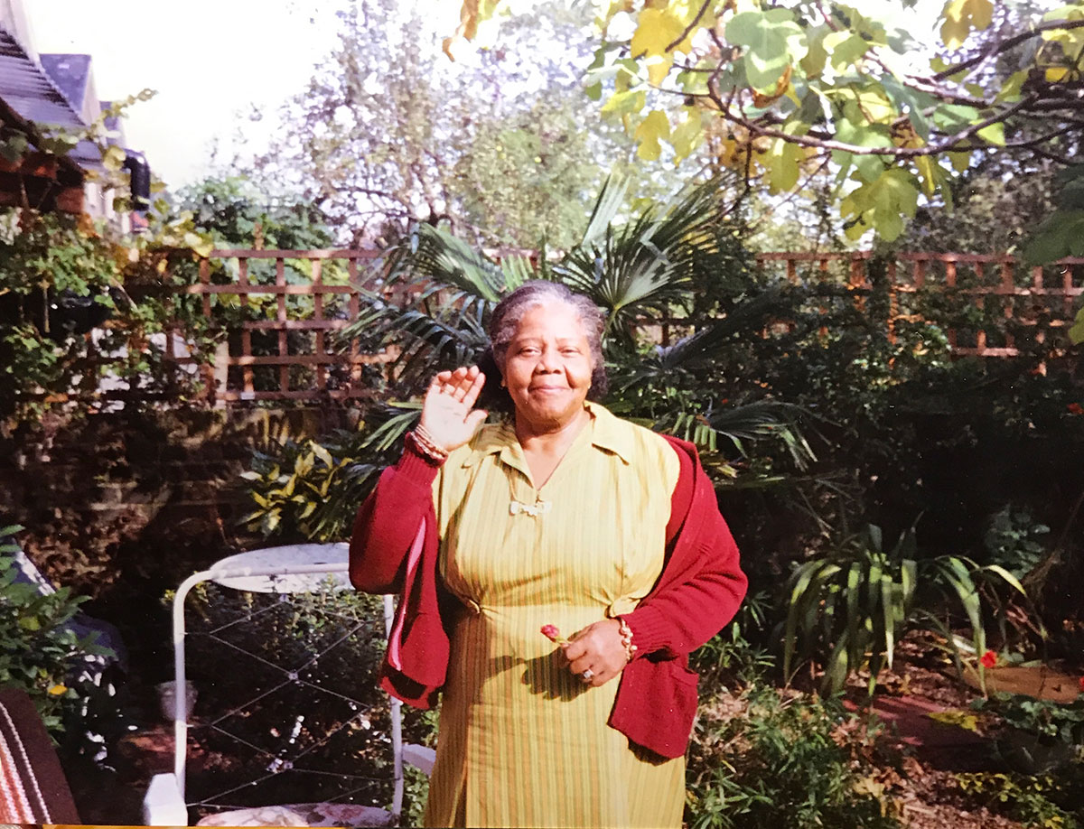 Sybil Phoenix in her garden in Brockley, her favourite place to be!